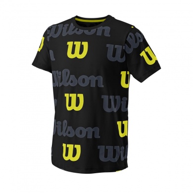 Wilson Tennis Tshirt All Over Logo Tech (Cotton Blend) black Boys